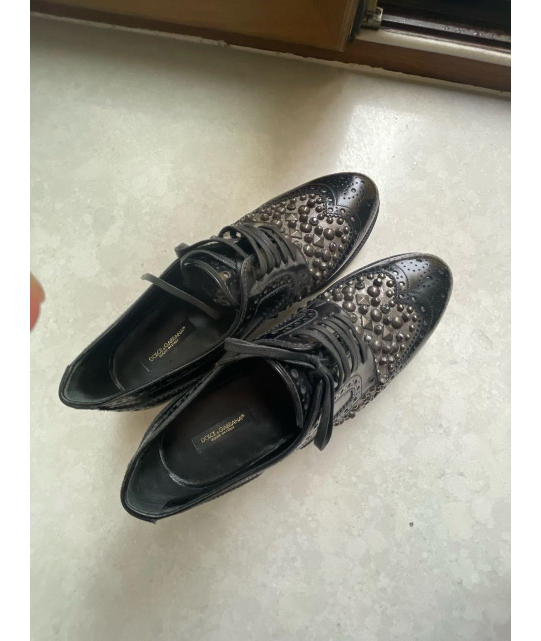 DOLCE&GABBANA Черные кожаные брогги и оксфорды, фото 3