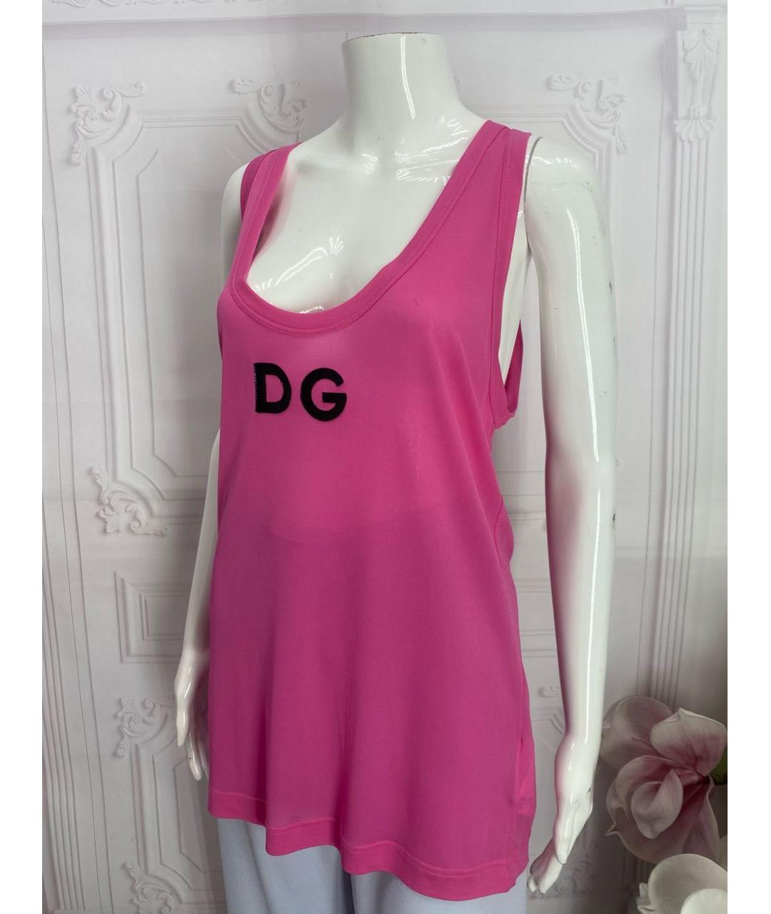 DOLCE&GABBANA Розовая вискозная майка, фото 7
