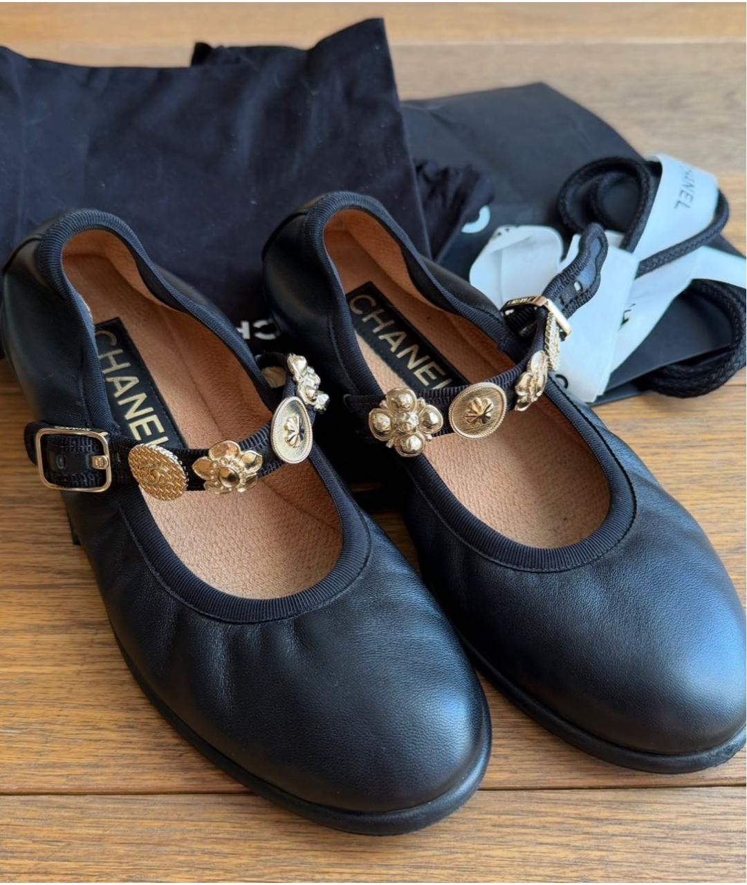 CHANEL Черные кожаные балетки, фото 9
