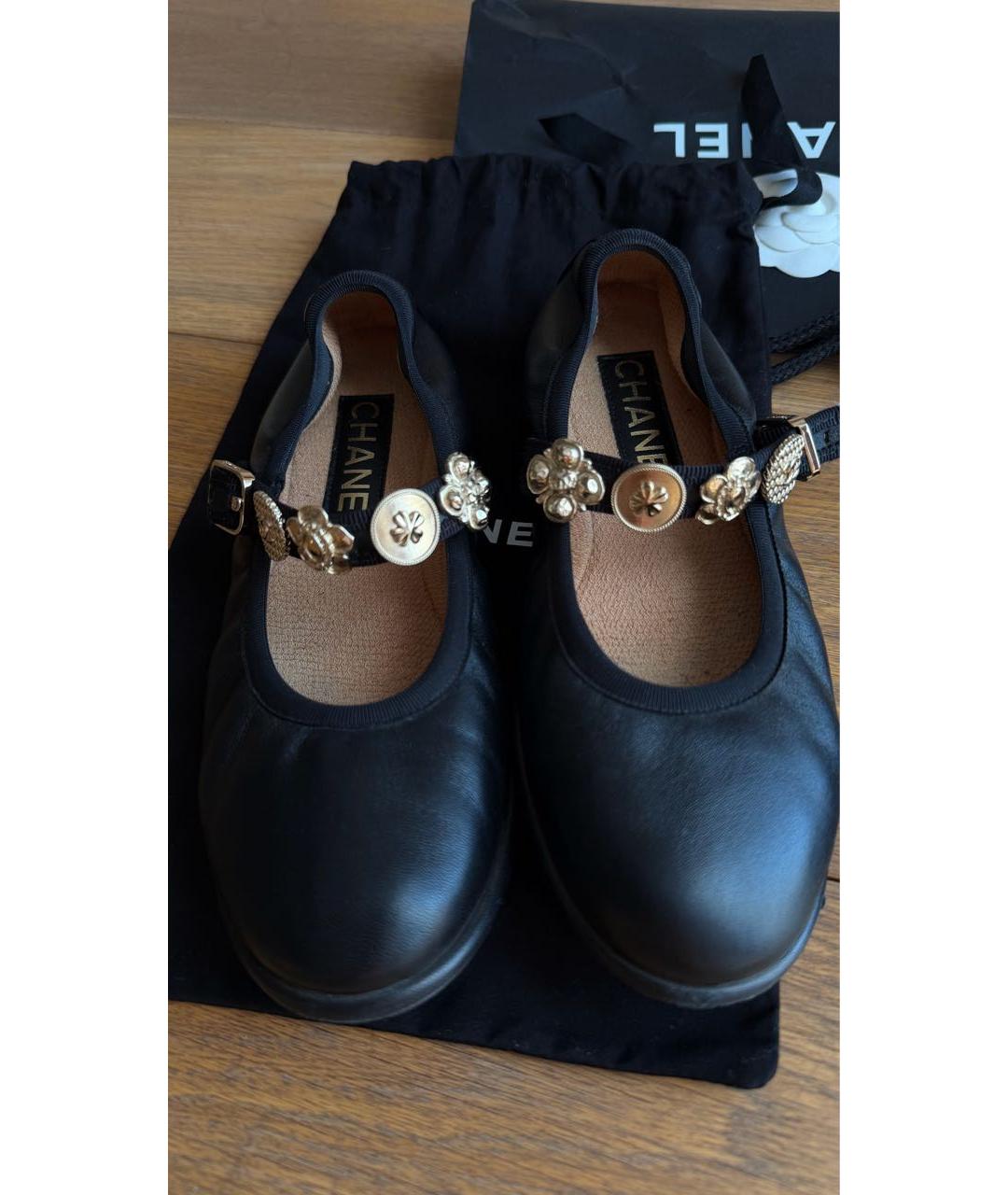 CHANEL Черные кожаные балетки, фото 2