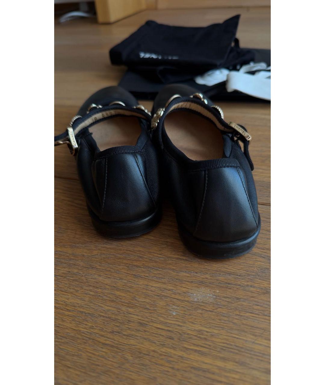 CHANEL Черные кожаные балетки, фото 3