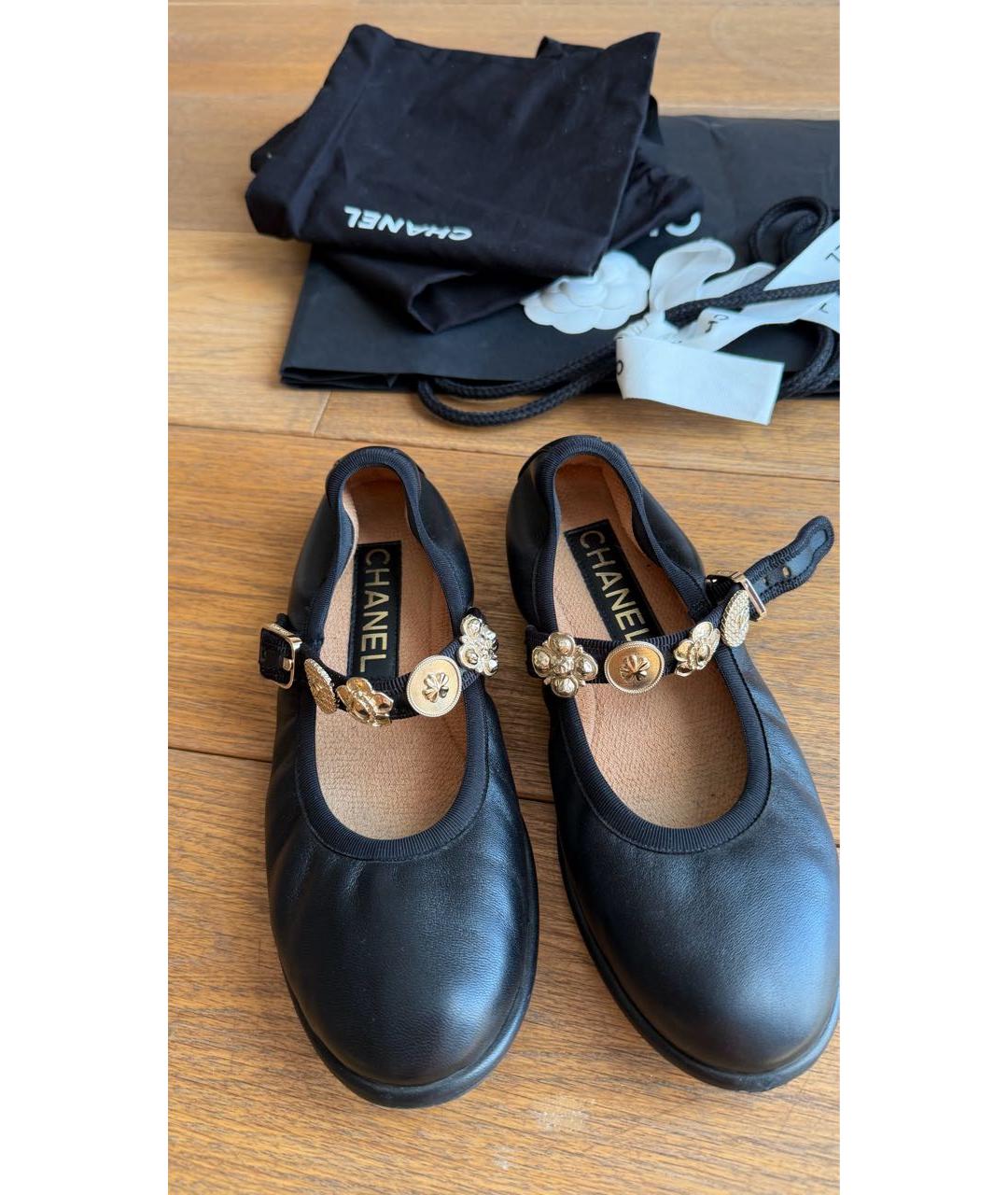 CHANEL Черные кожаные балетки, фото 4