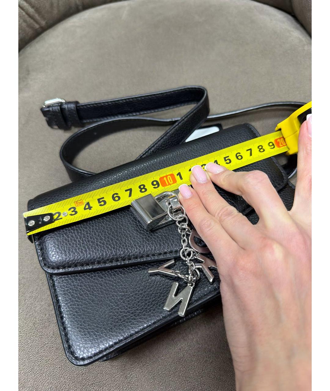 DKNY Черная кожаная поясная сумка, фото 7