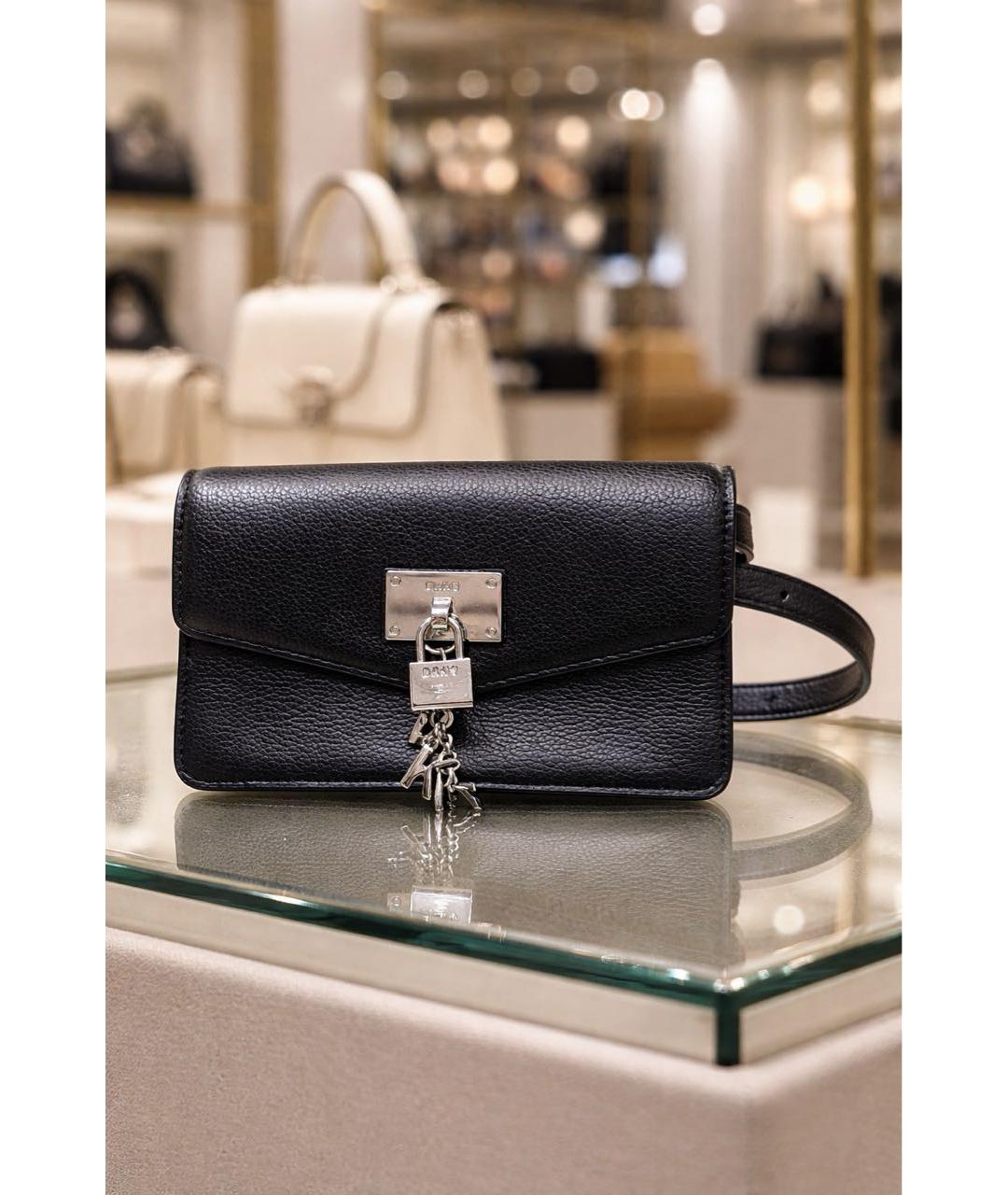 DKNY Черная кожаная поясная сумка, фото 8