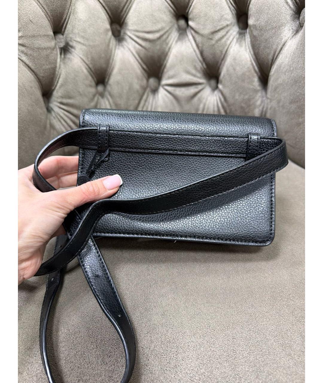 DKNY Черная кожаная поясная сумка, фото 5