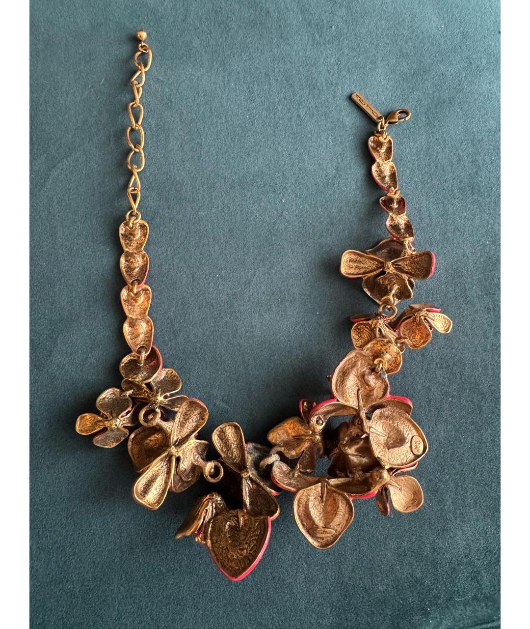 OSCAR DE LA RENTA Фуксия латунное колье, фото 6