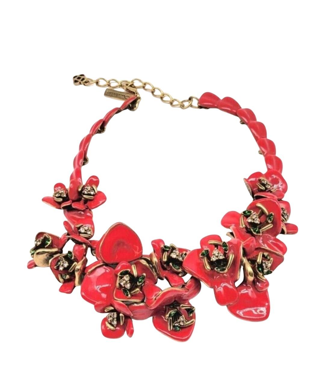 OSCAR DE LA RENTA Фуксия латунное колье, фото 1