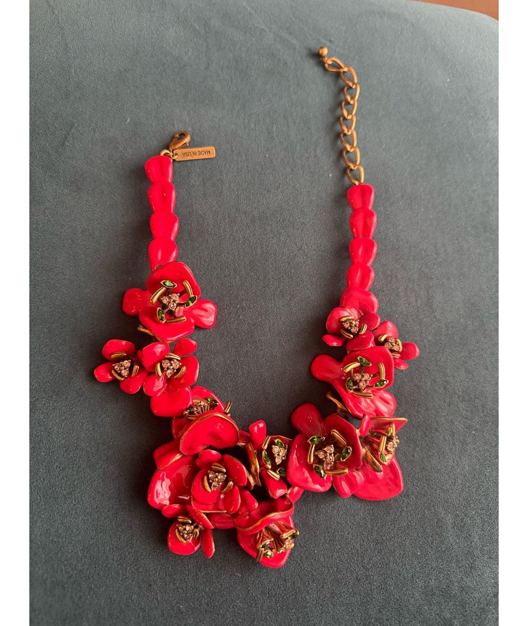 OSCAR DE LA RENTA Фуксия латунное колье, фото 5