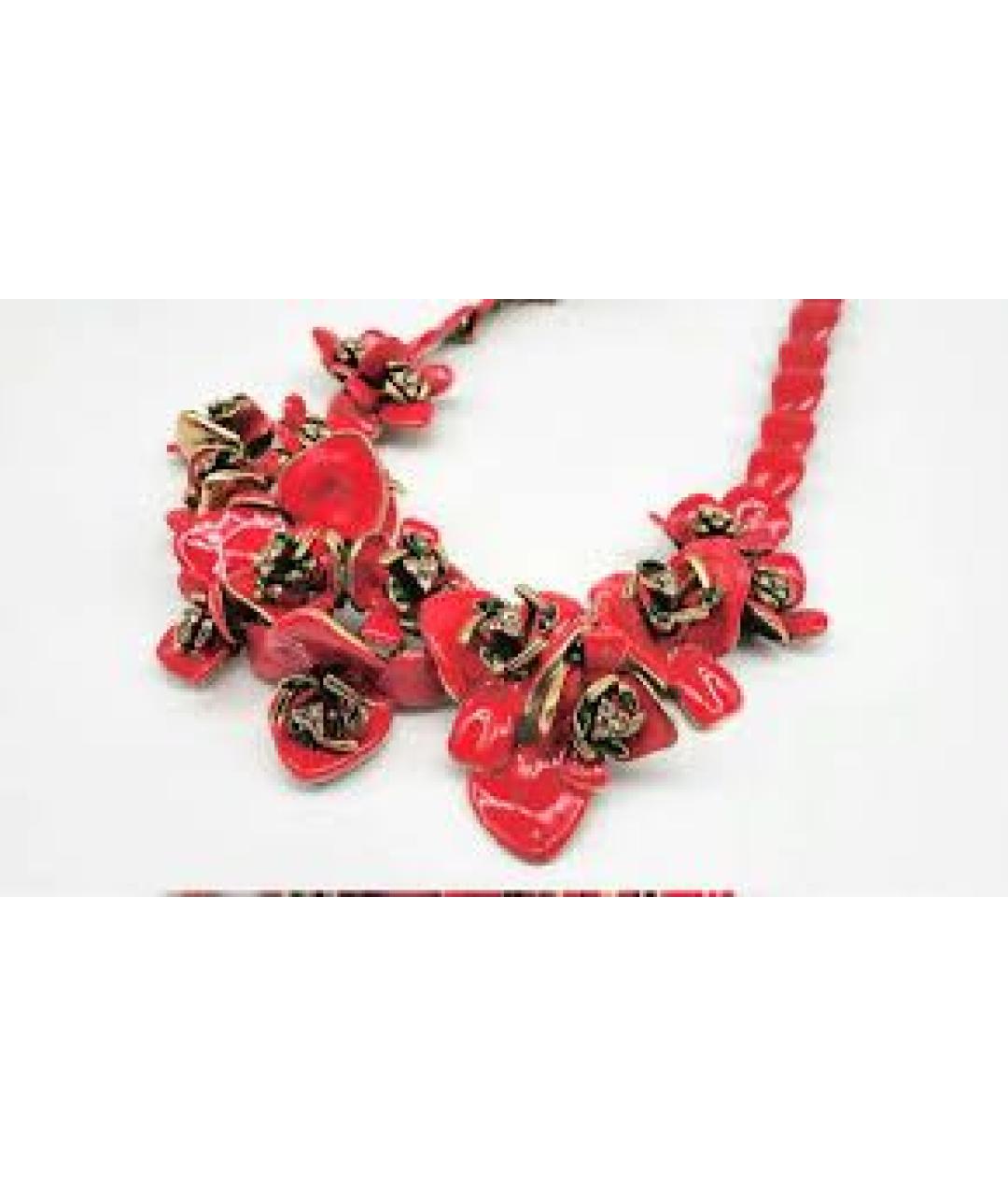 OSCAR DE LA RENTA Фуксия латунное колье, фото 3