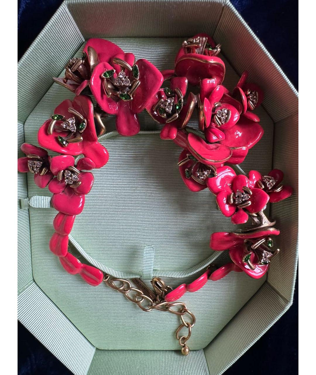 OSCAR DE LA RENTA Фуксия латунное колье, фото 4