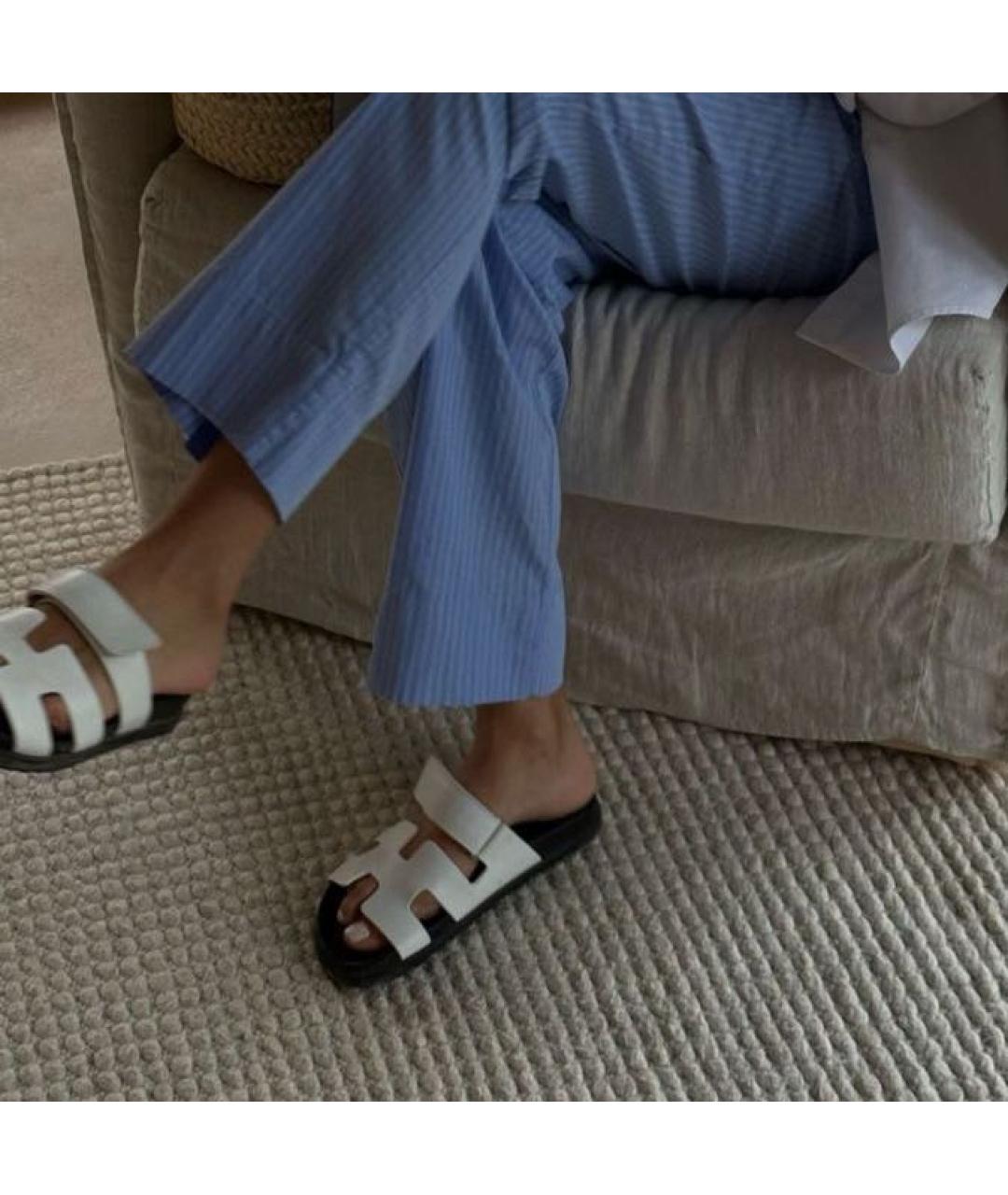 HERMES Белые кожаные сандалии, фото 6