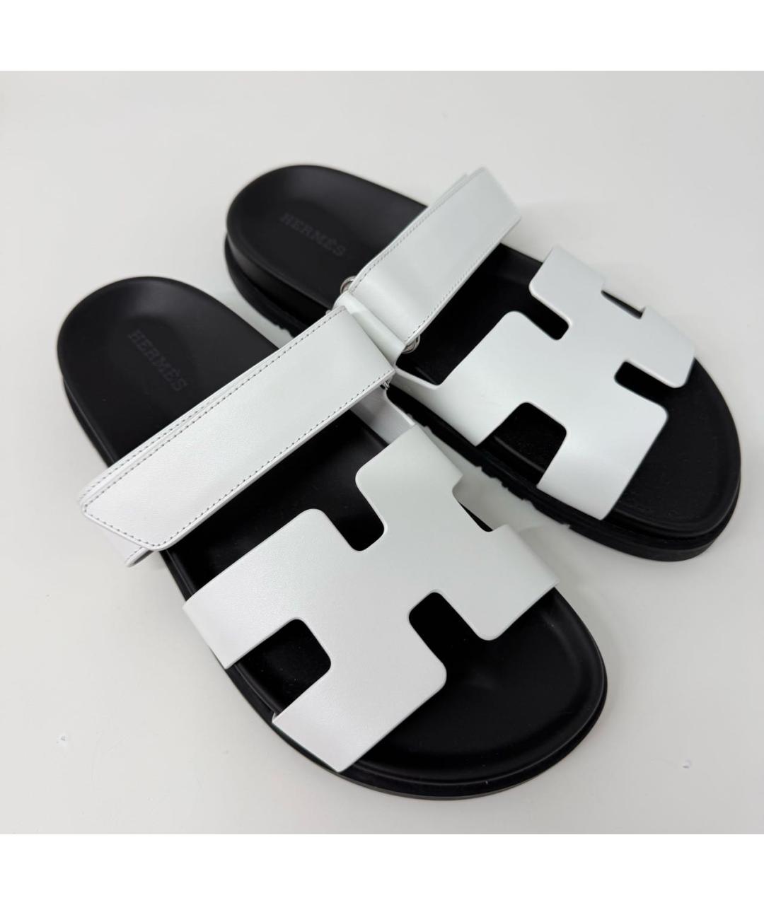 HERMES Белые кожаные сандалии, фото 2