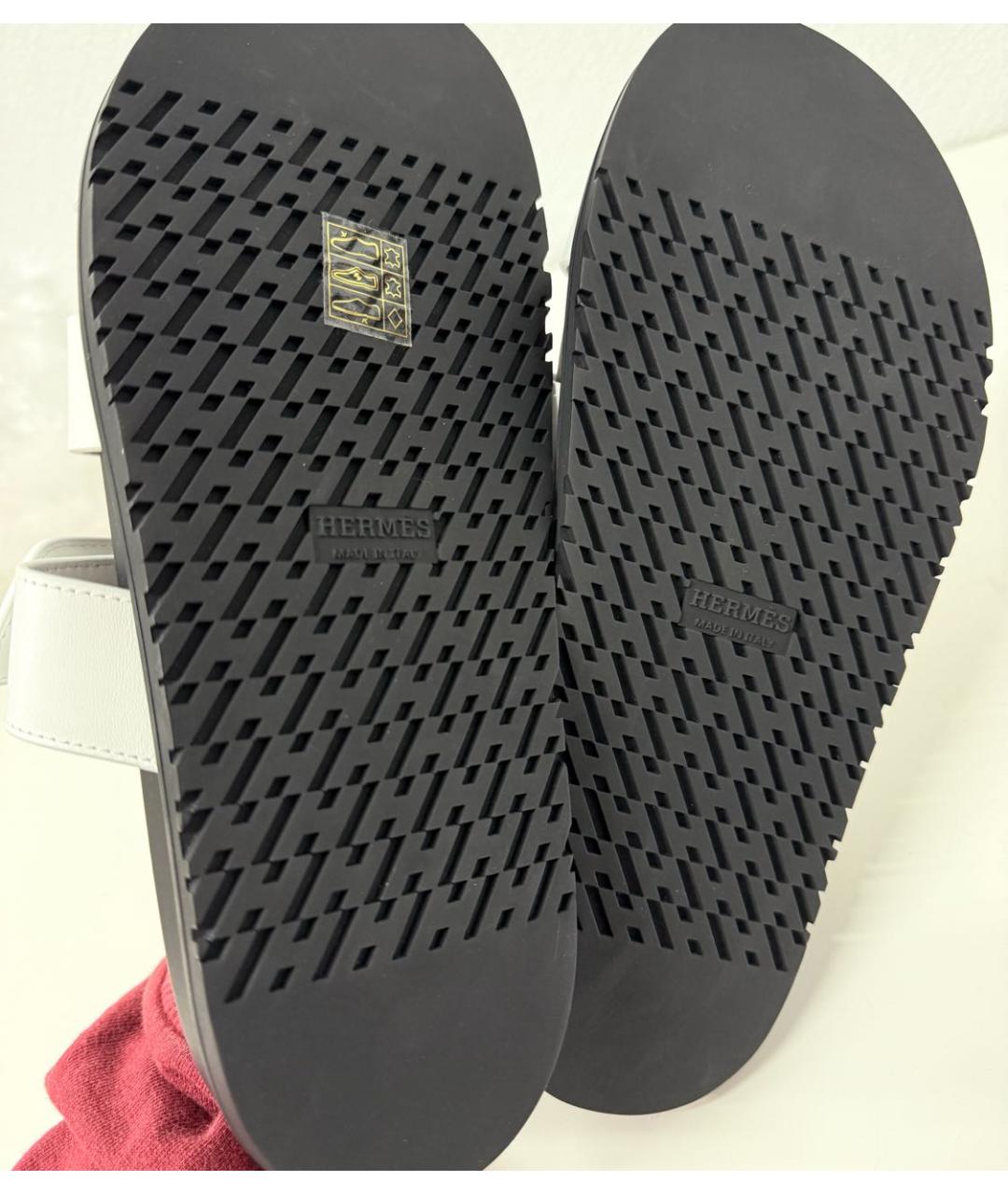 HERMES Белые кожаные сандалии, фото 4