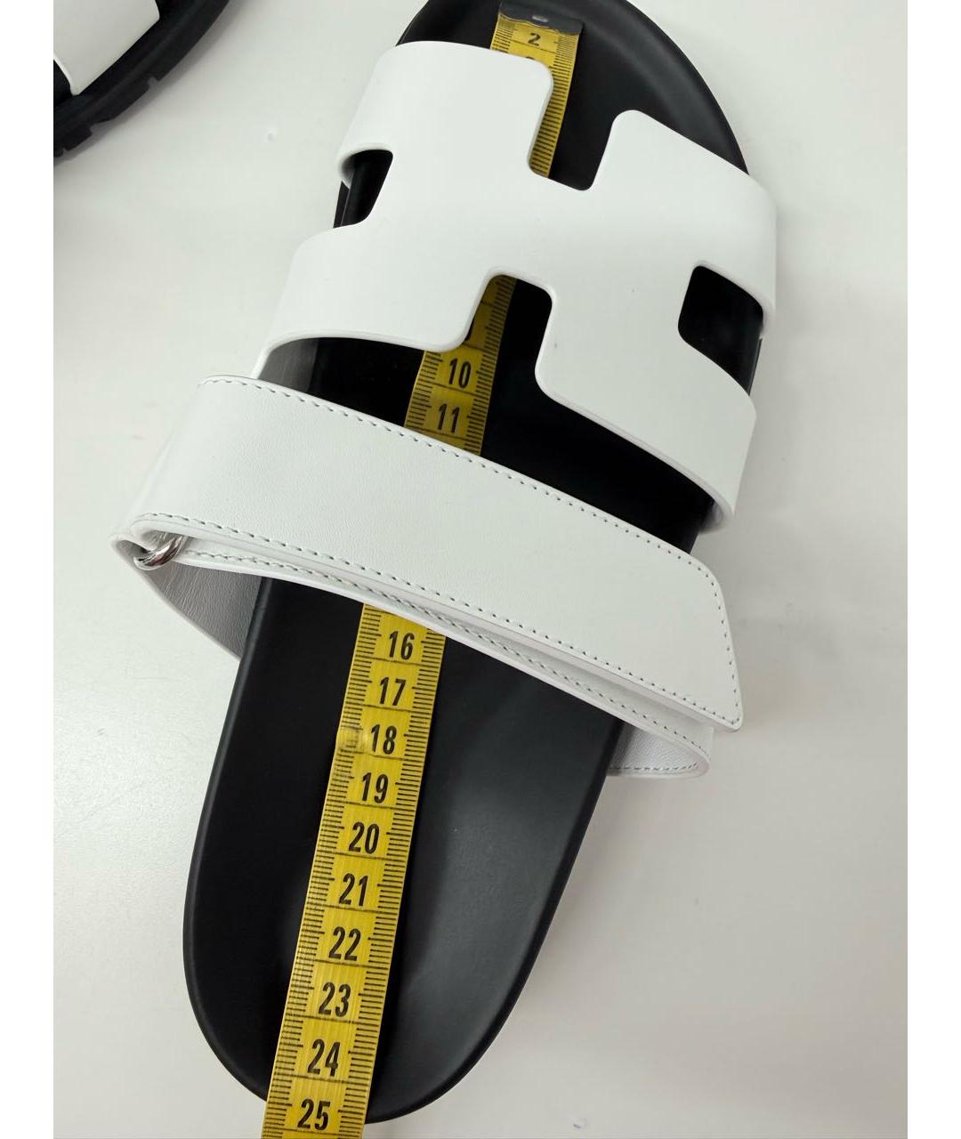 HERMES Белые кожаные сандалии, фото 5