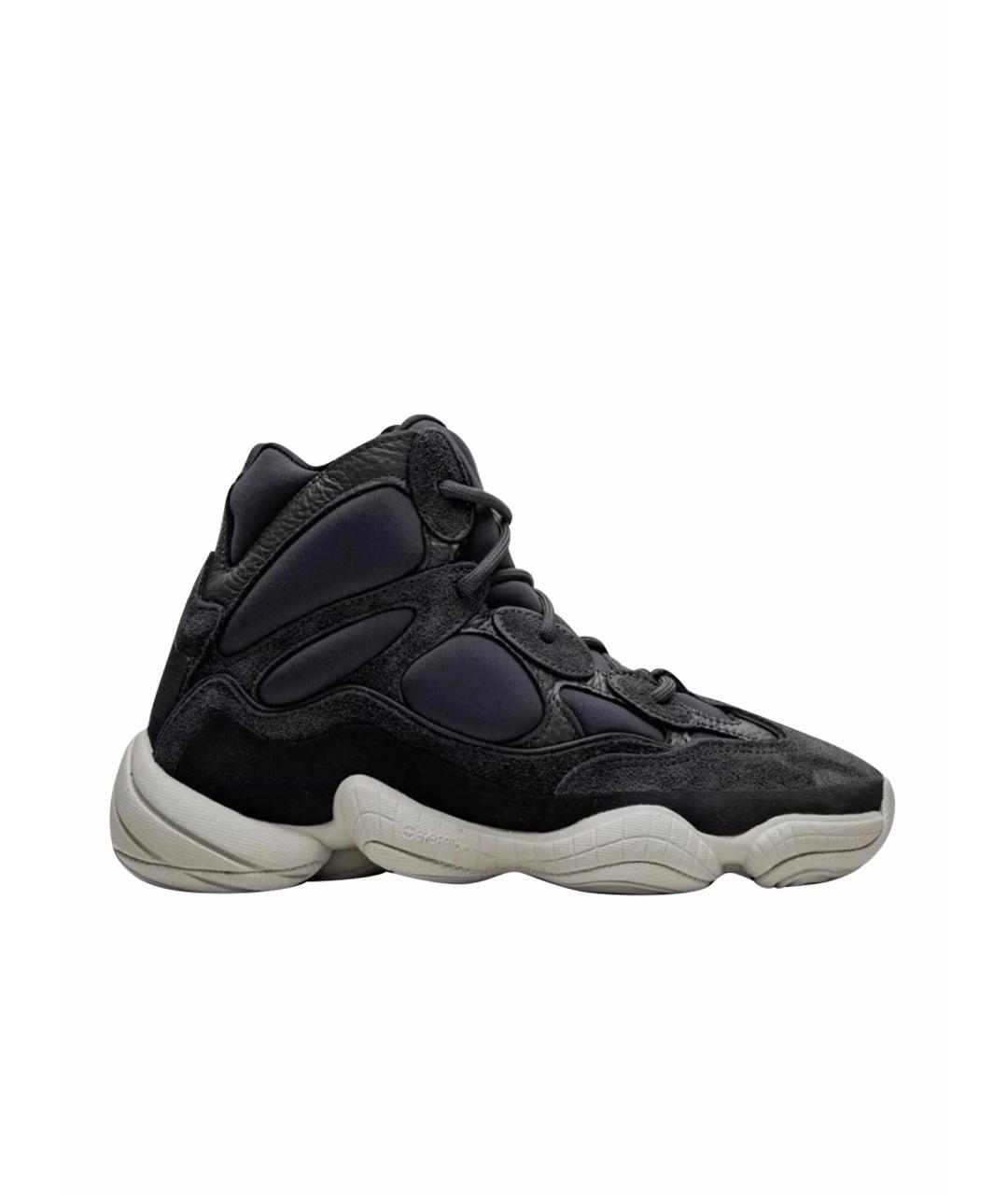 ADIDAS YEEZY Антрацитовые замшевые высокие кроссовки / кеды, фото 4