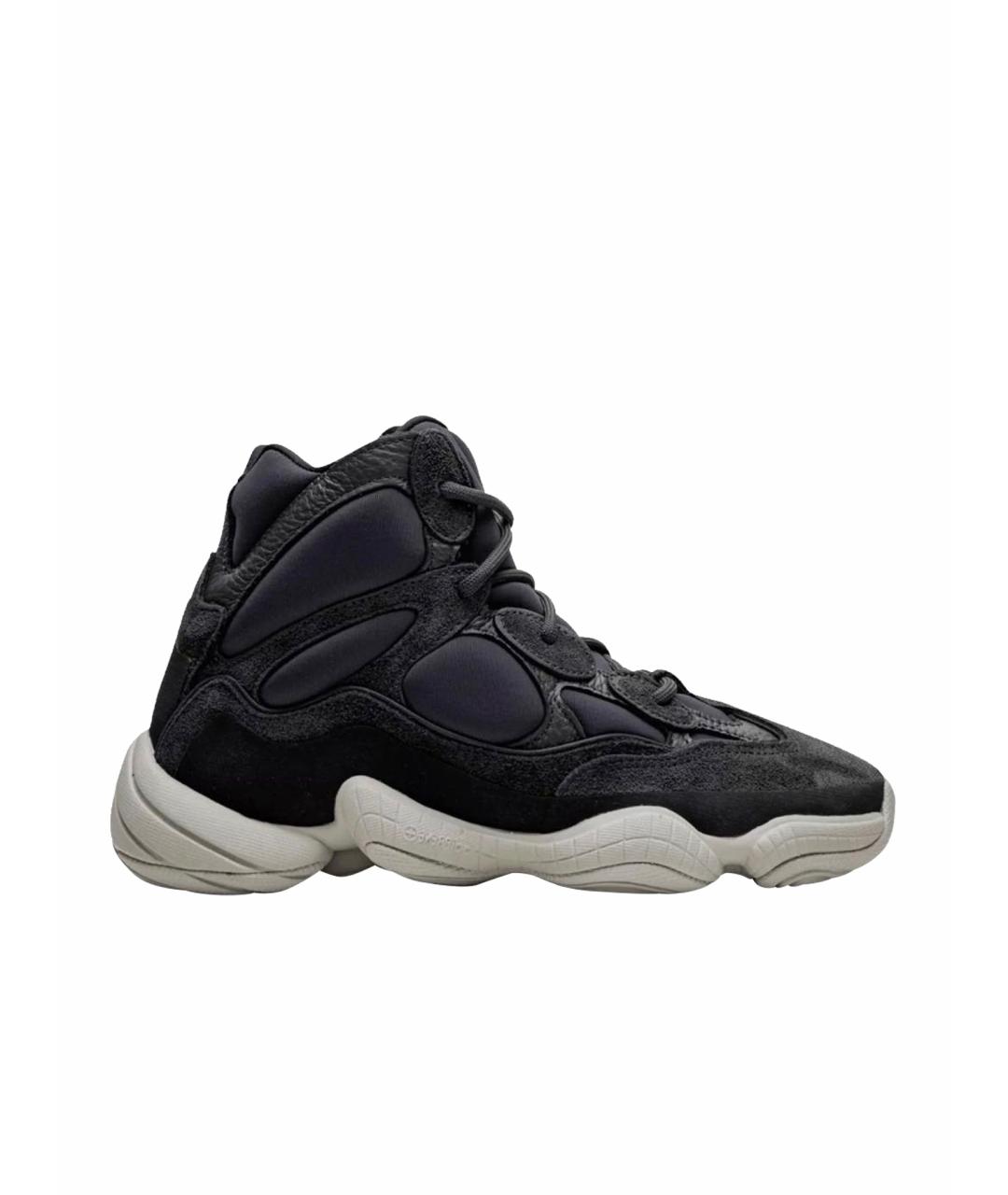 ADIDAS YEEZY Антрацитовые замшевые высокие кроссовки / кеды, фото 1