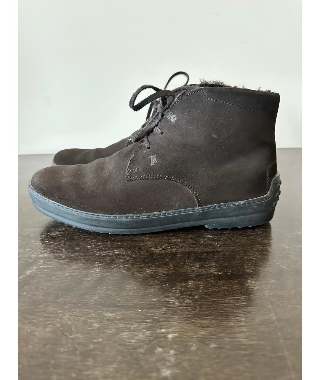 TOD'S Коричневые замшевые высокие ботинки, фото 5