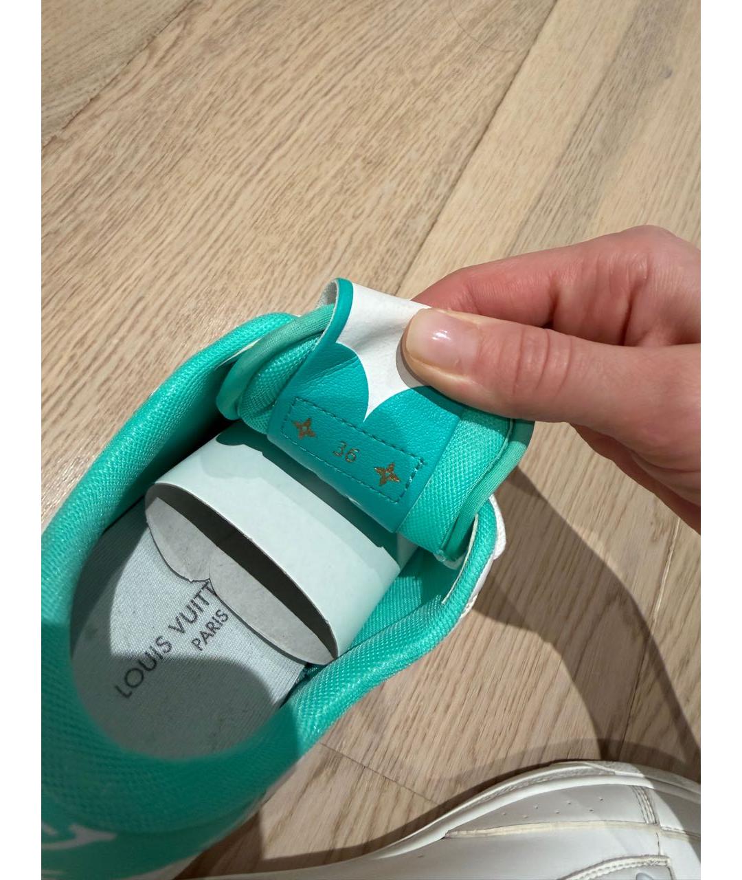 LOUIS VUITTON Зеленые кожаные кроссовки, фото 6