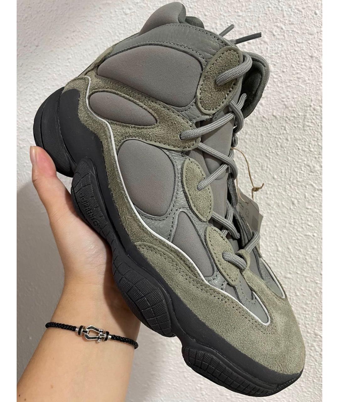 ADIDAS YEEZY Серые замшевые высокие кроссовки / кеды, фото 2