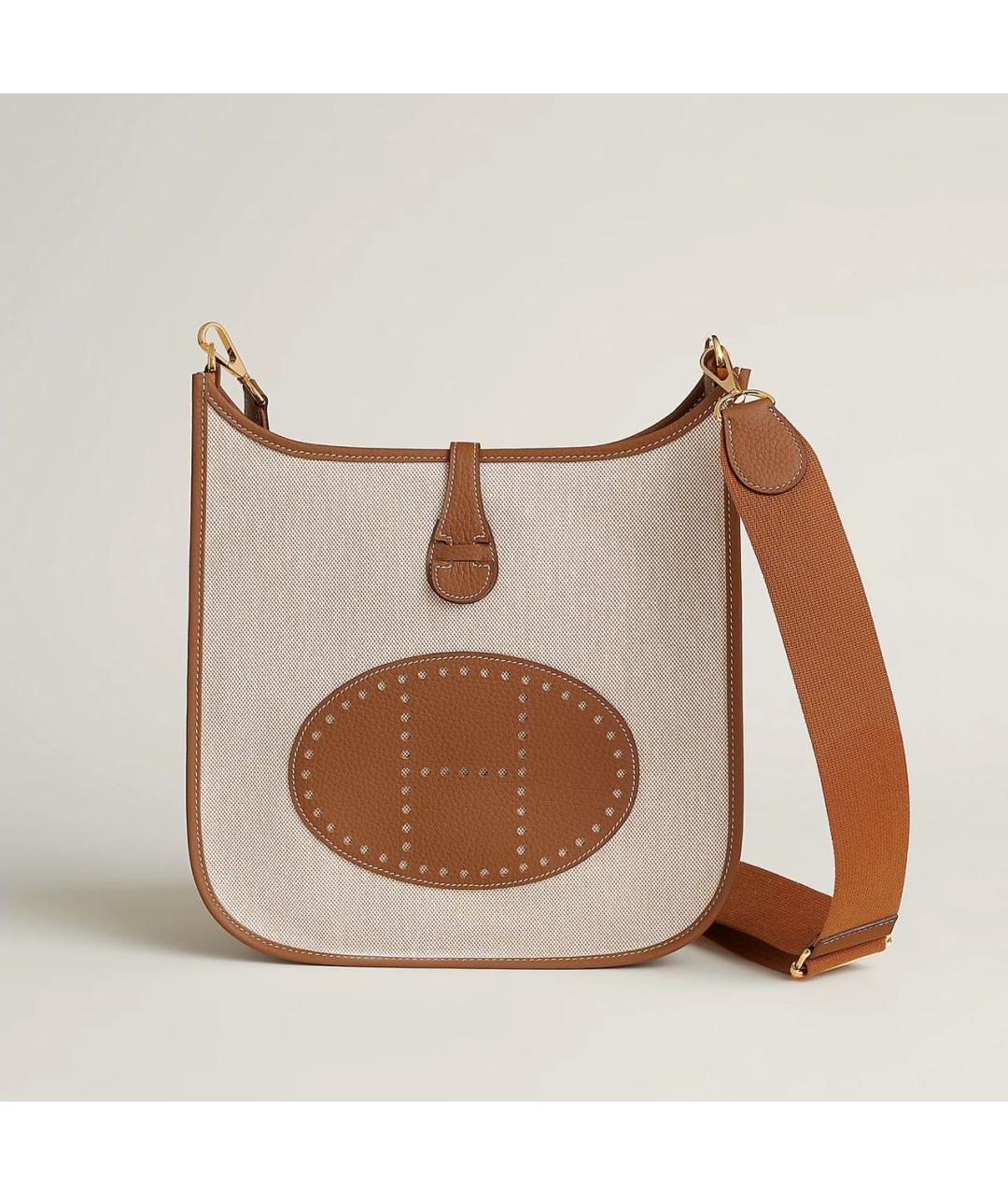 HERMES Бежевая кожаная сумка через плечо, фото 5