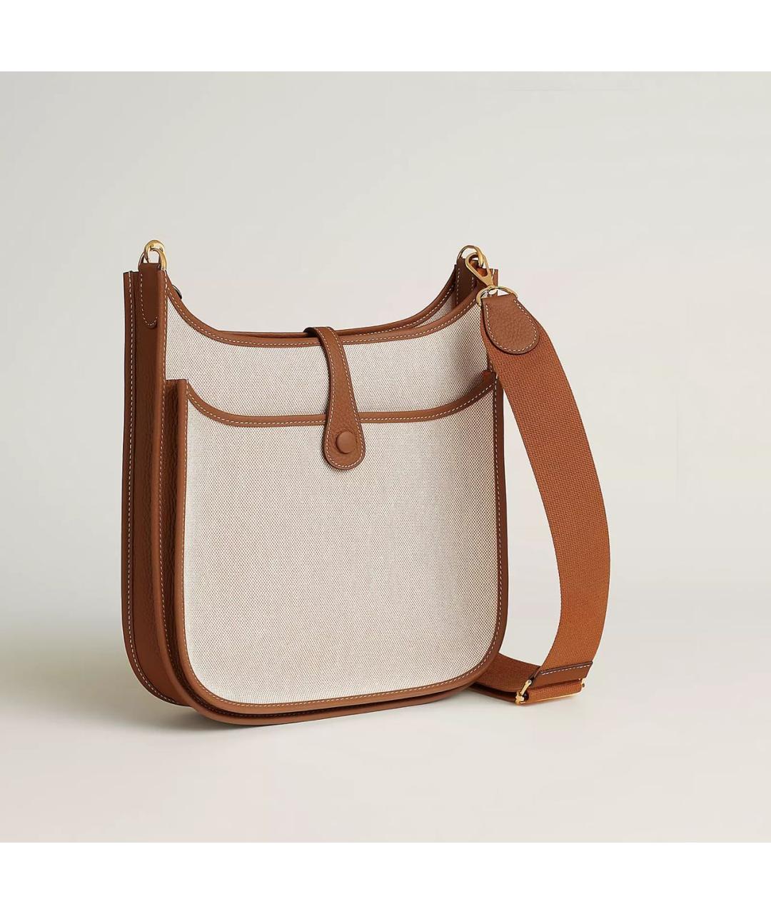 HERMES Бежевая кожаная сумка через плечо, фото 3