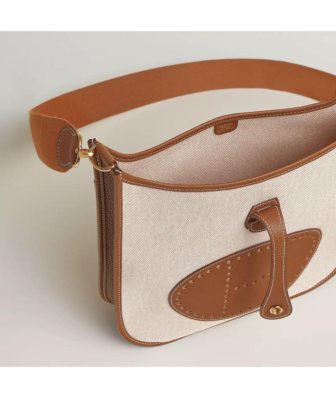 HERMES Бежевая кожаная сумка через плечо, фото 4