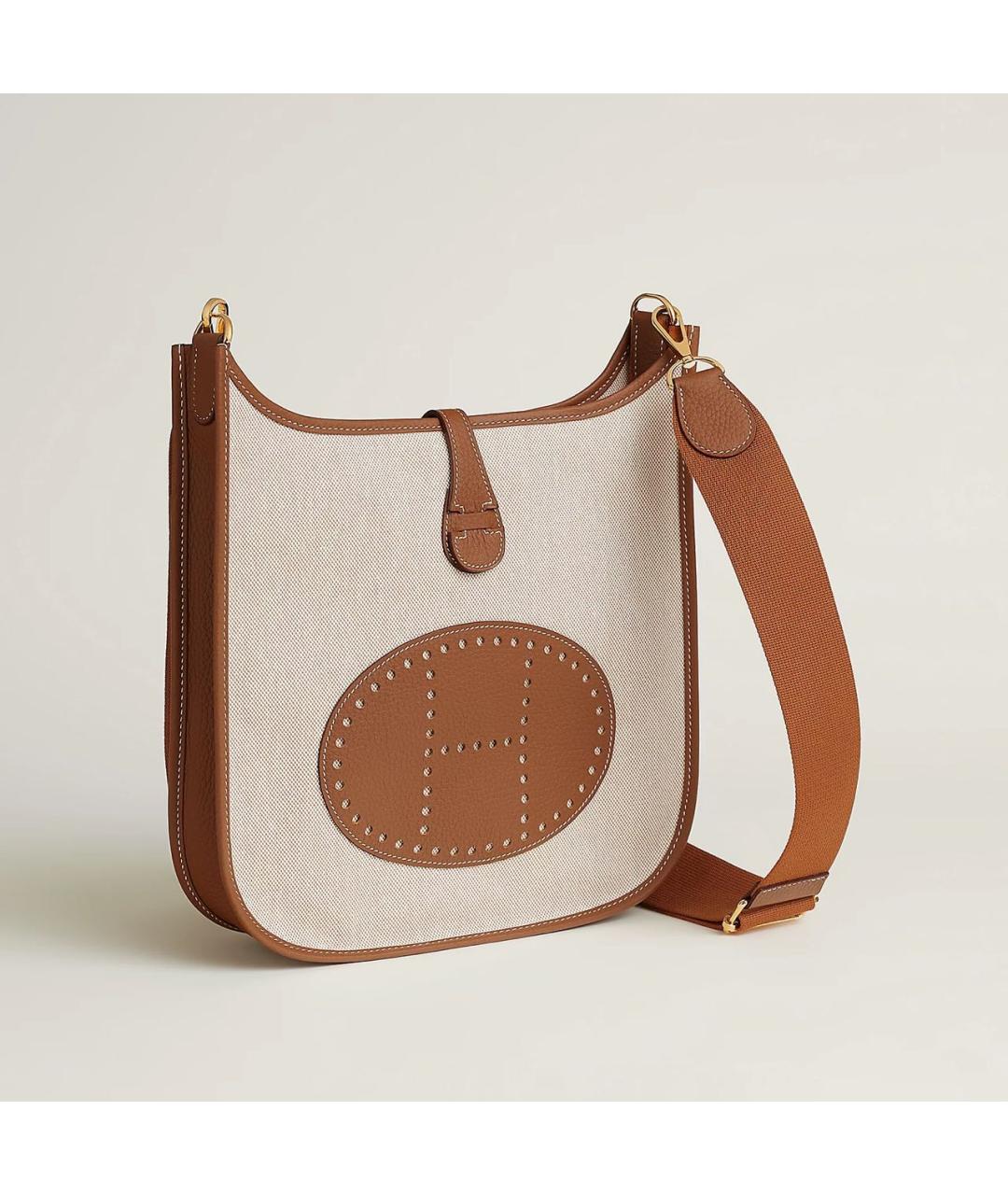 HERMES Бежевая кожаная сумка через плечо, фото 2