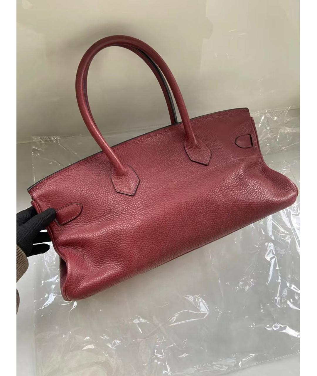 HERMES Бордовая кожаная сумка через плечо, фото 3