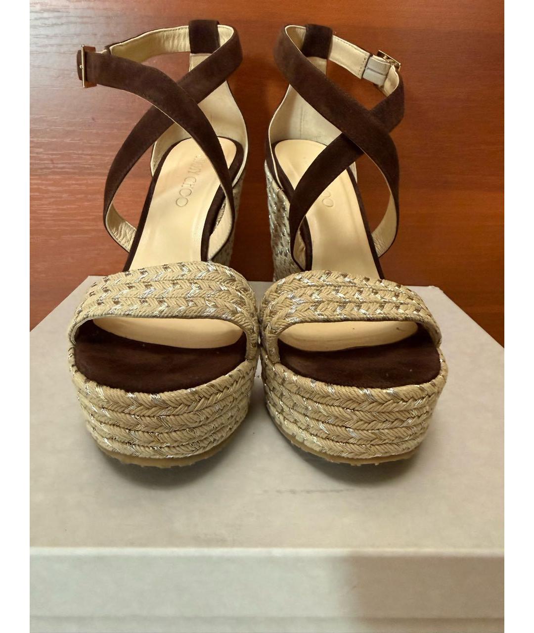 JIMMY CHOO Коричневые замшевые босоножки, фото 6