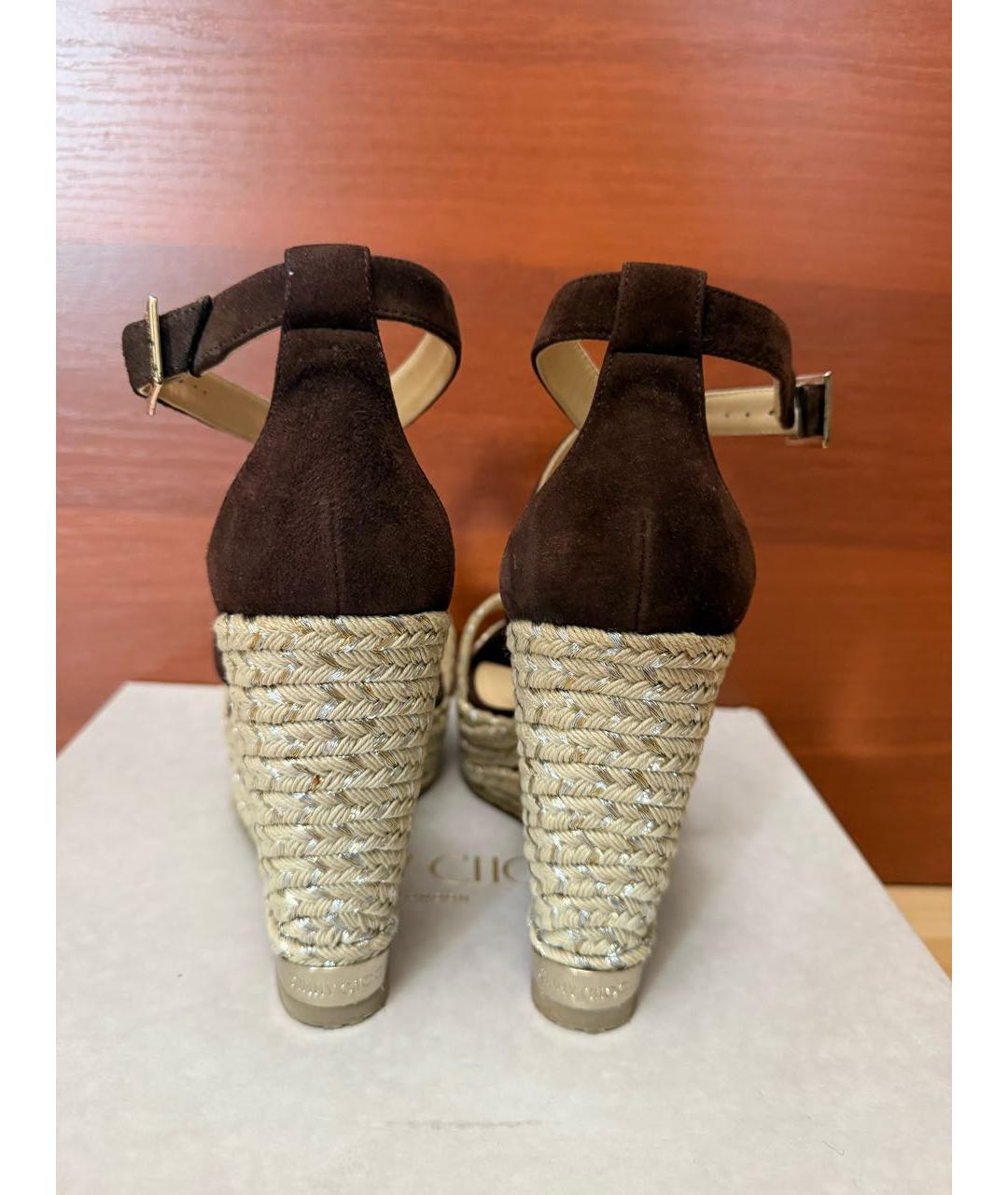JIMMY CHOO Коричневые замшевые босоножки, фото 4