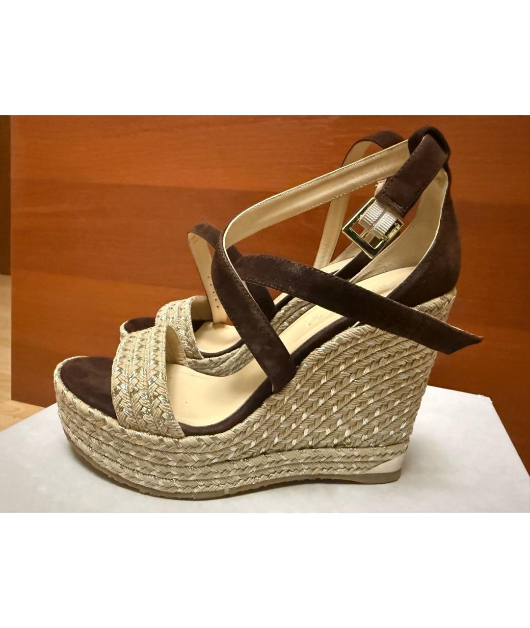 JIMMY CHOO Коричневые замшевые босоножки, фото 9