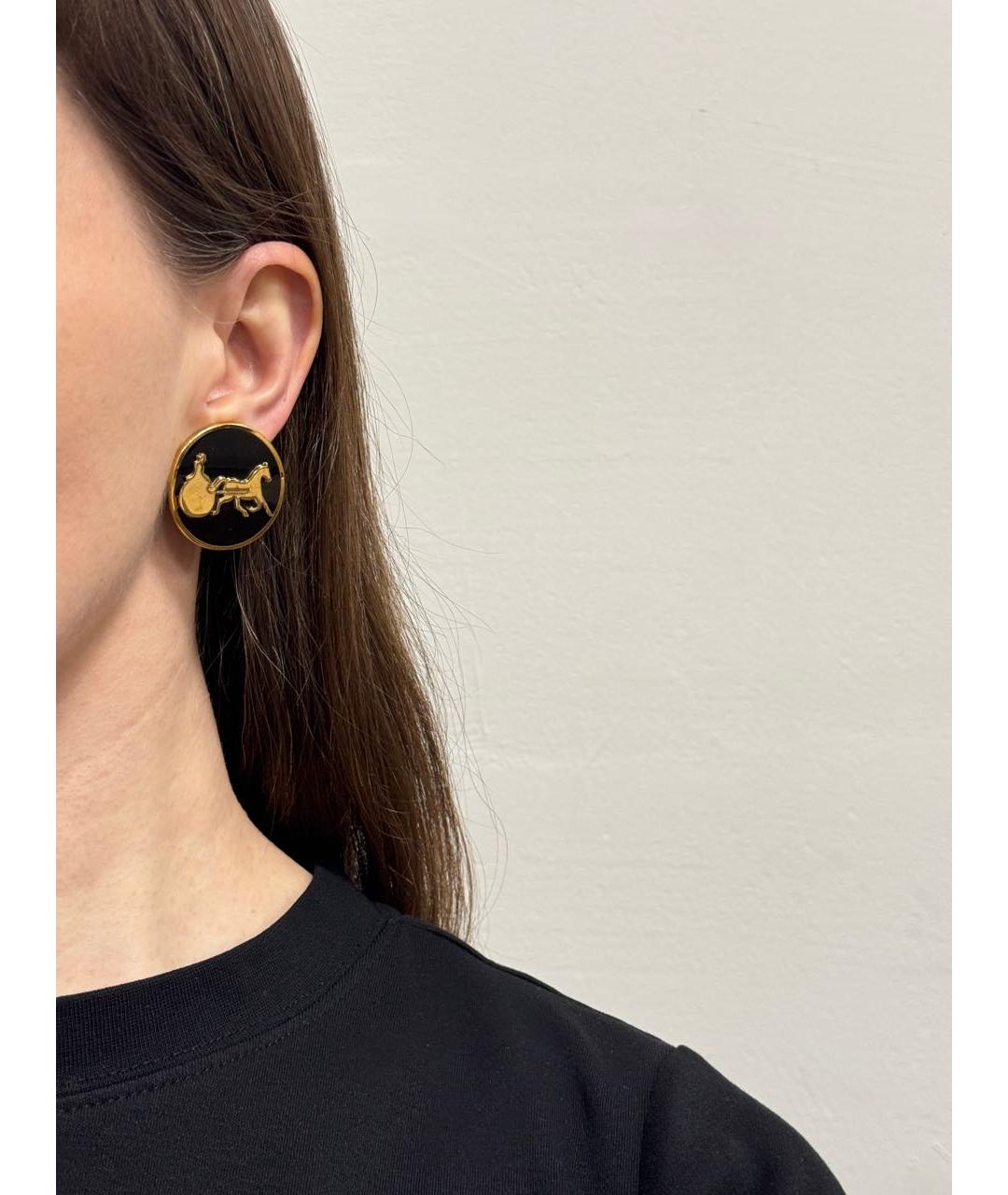 CELINE Черные позолоченные клипсы, фото 7