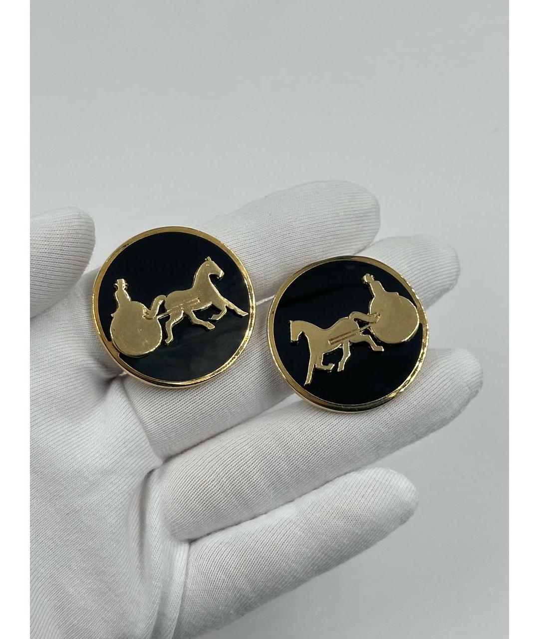 CELINE Черные позолоченные клипсы, фото 4