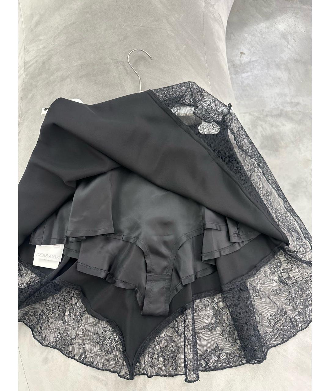 NINA RICCI Черная вискозная юбка мини, фото 3