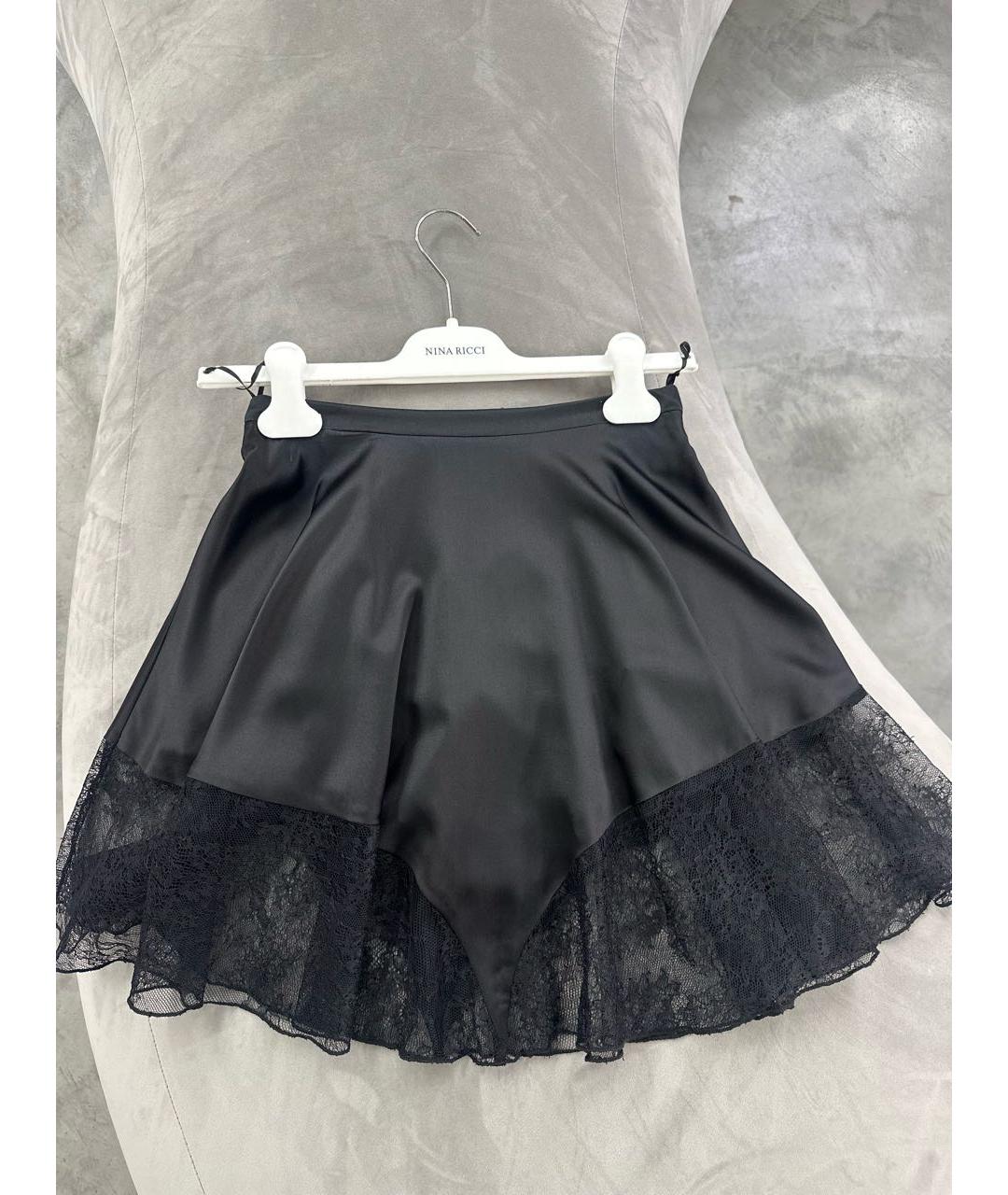 NINA RICCI Черная вискозная юбка мини, фото 2