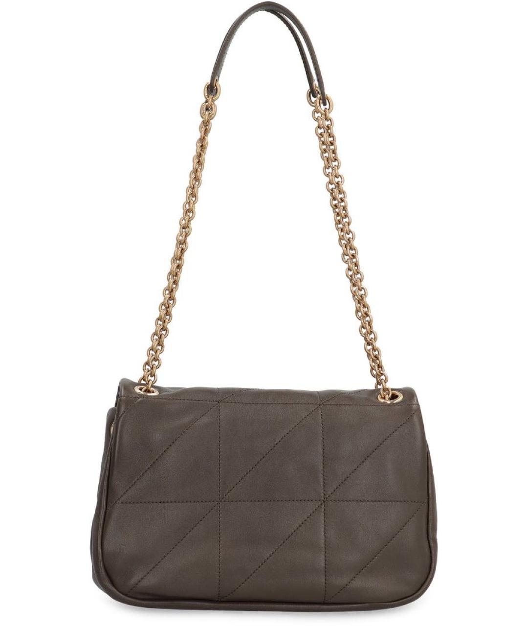 SAINT LAURENT Хаки кожаная сумка с короткими ручками, фото 3