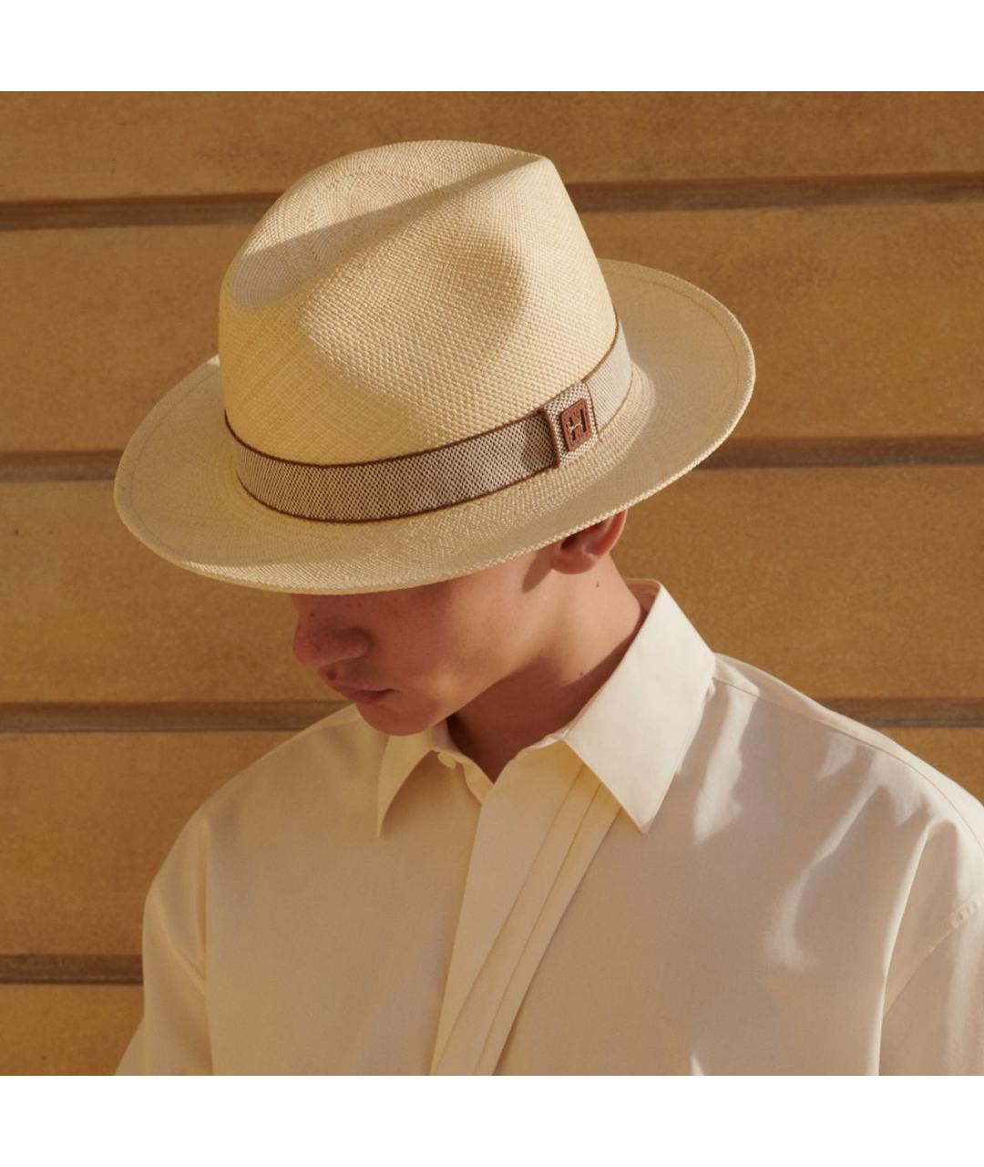 HERMES Бежевая соломенная шляпа, фото 6