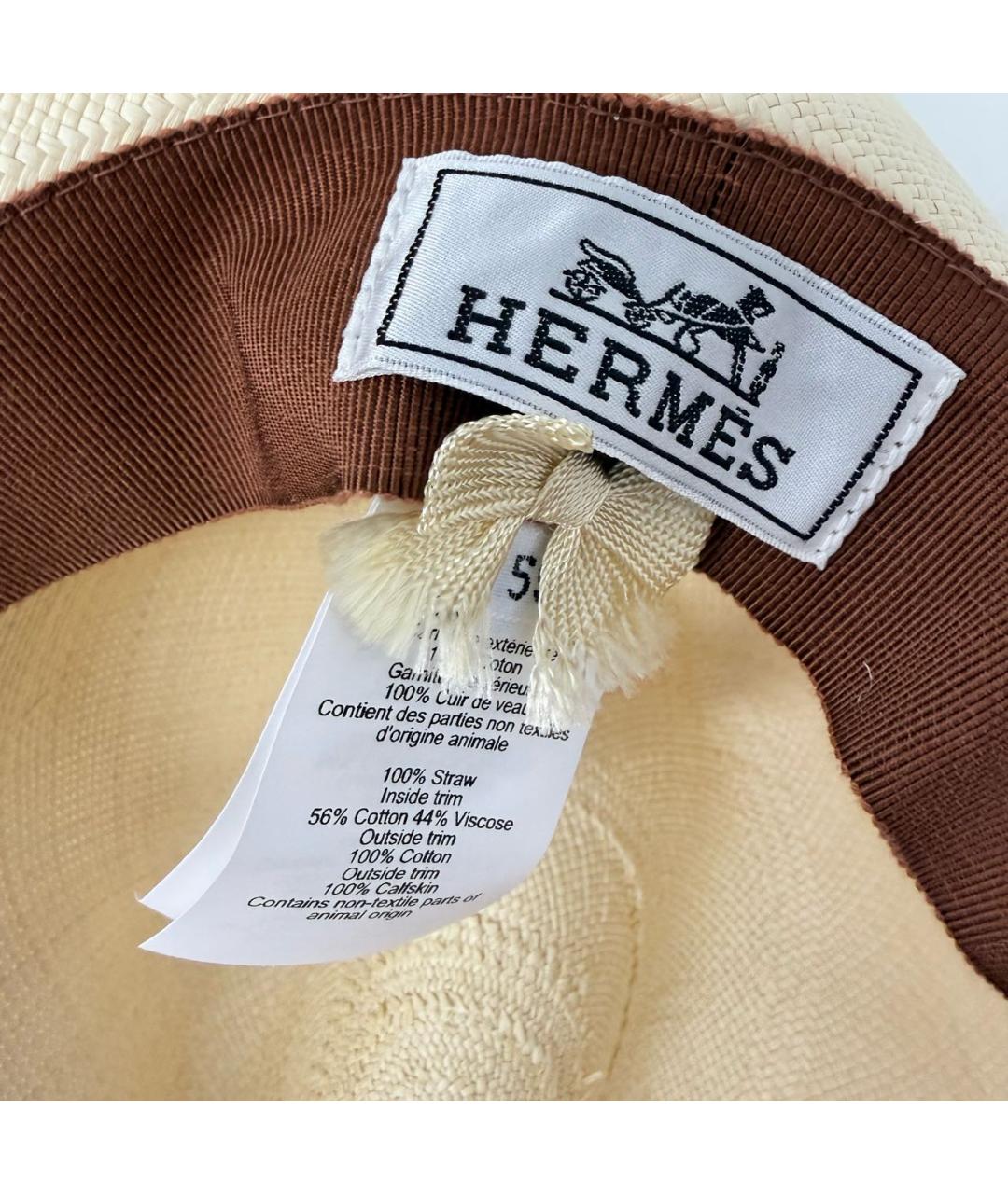 HERMES Бежевая соломенная шляпа, фото 5