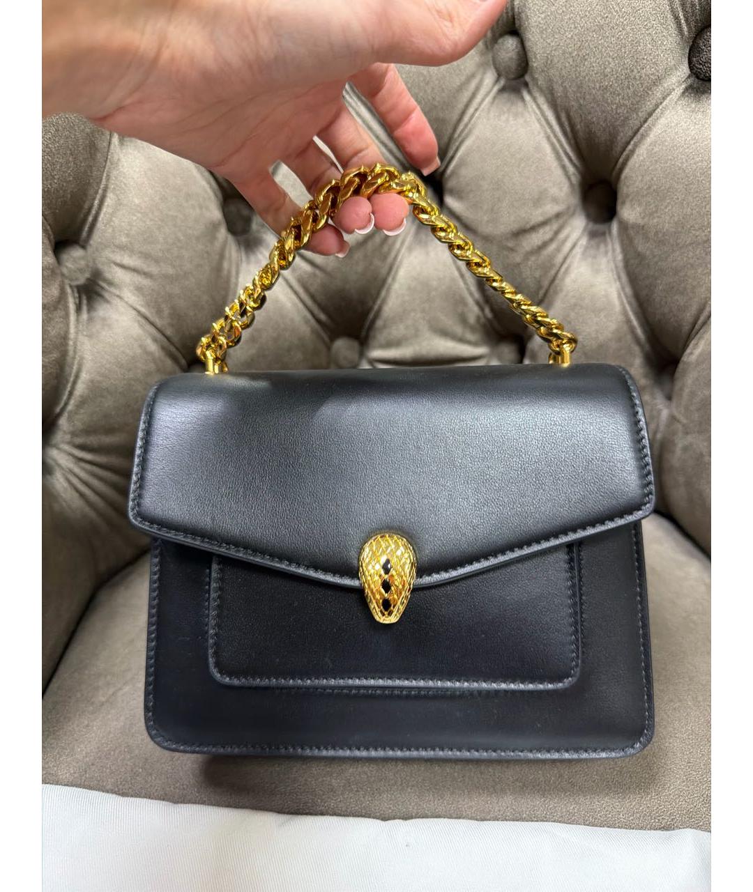 BVLGARI Черная кожаная сумка через плечо, фото 2