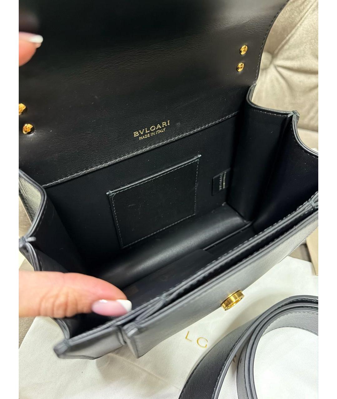 BVLGARI Черная кожаная сумка через плечо, фото 3