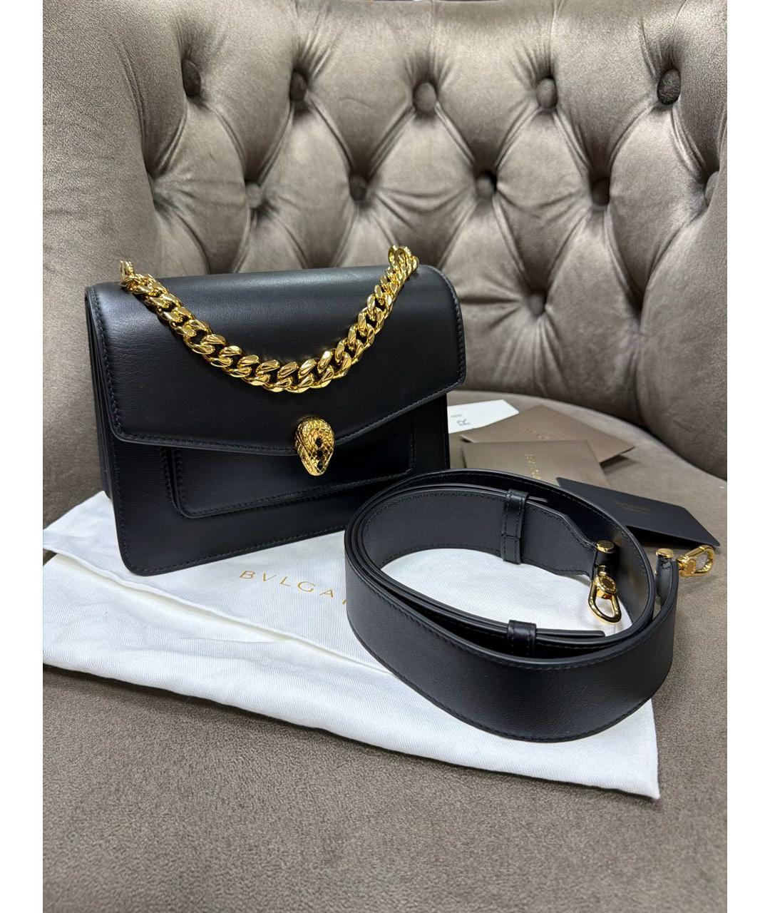 BVLGARI Черная кожаная сумка через плечо, фото 8