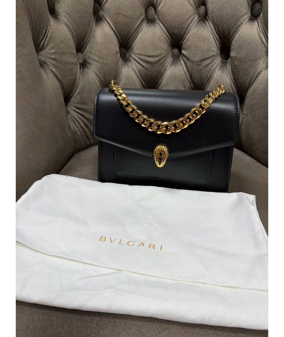 BVLGARI Черная кожаная сумка через плечо, фото 9