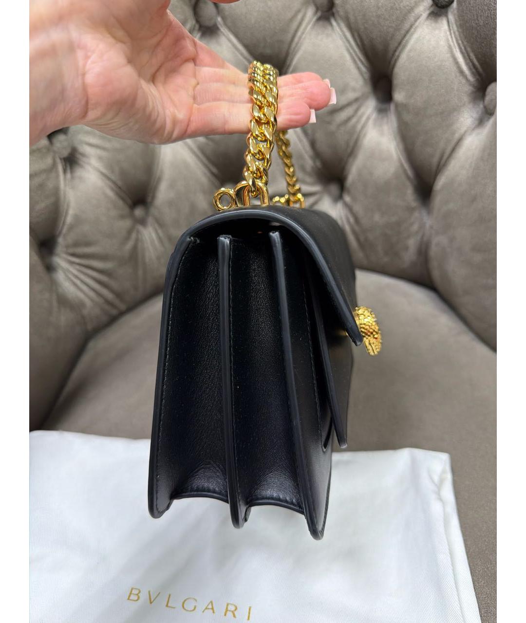 BVLGARI Черная кожаная сумка через плечо, фото 4