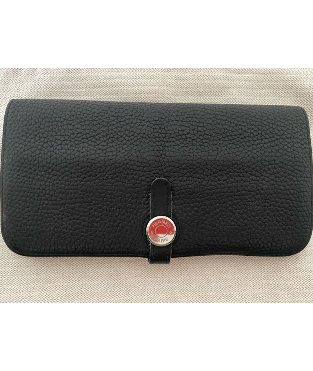 HERMES Черный кожаный кошелек, фото 9
