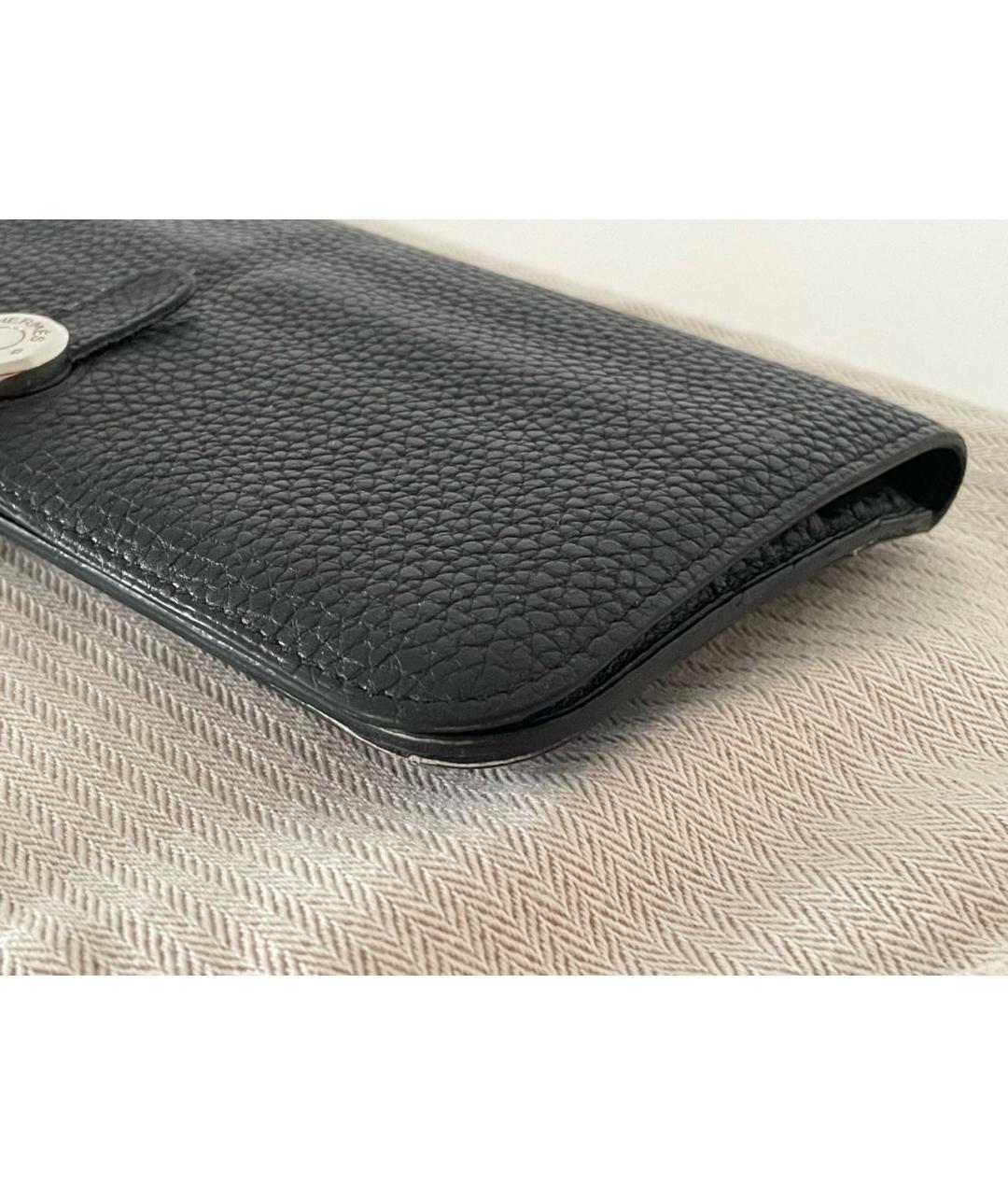 HERMES Черный кожаный кошелек, фото 7