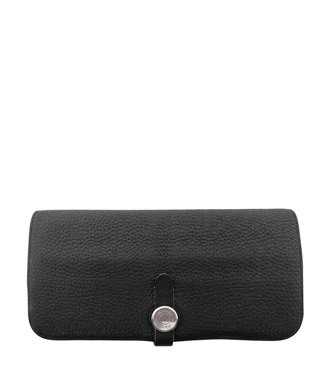 HERMES Черный кожаный кошелек, фото 1