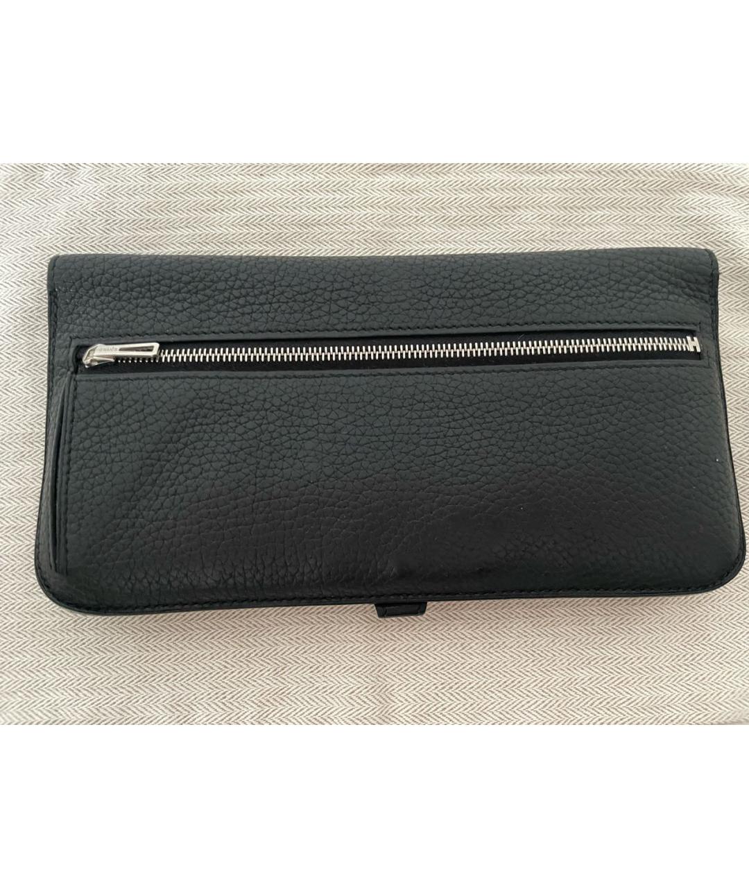 HERMES Черный кожаный кошелек, фото 2