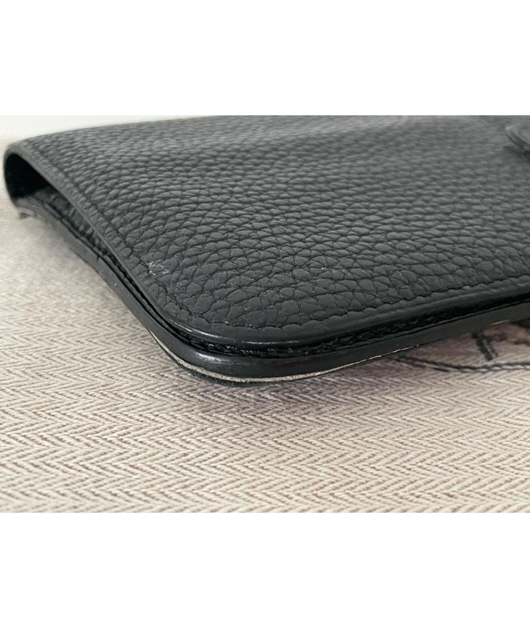 HERMES Черный кожаный кошелек, фото 6