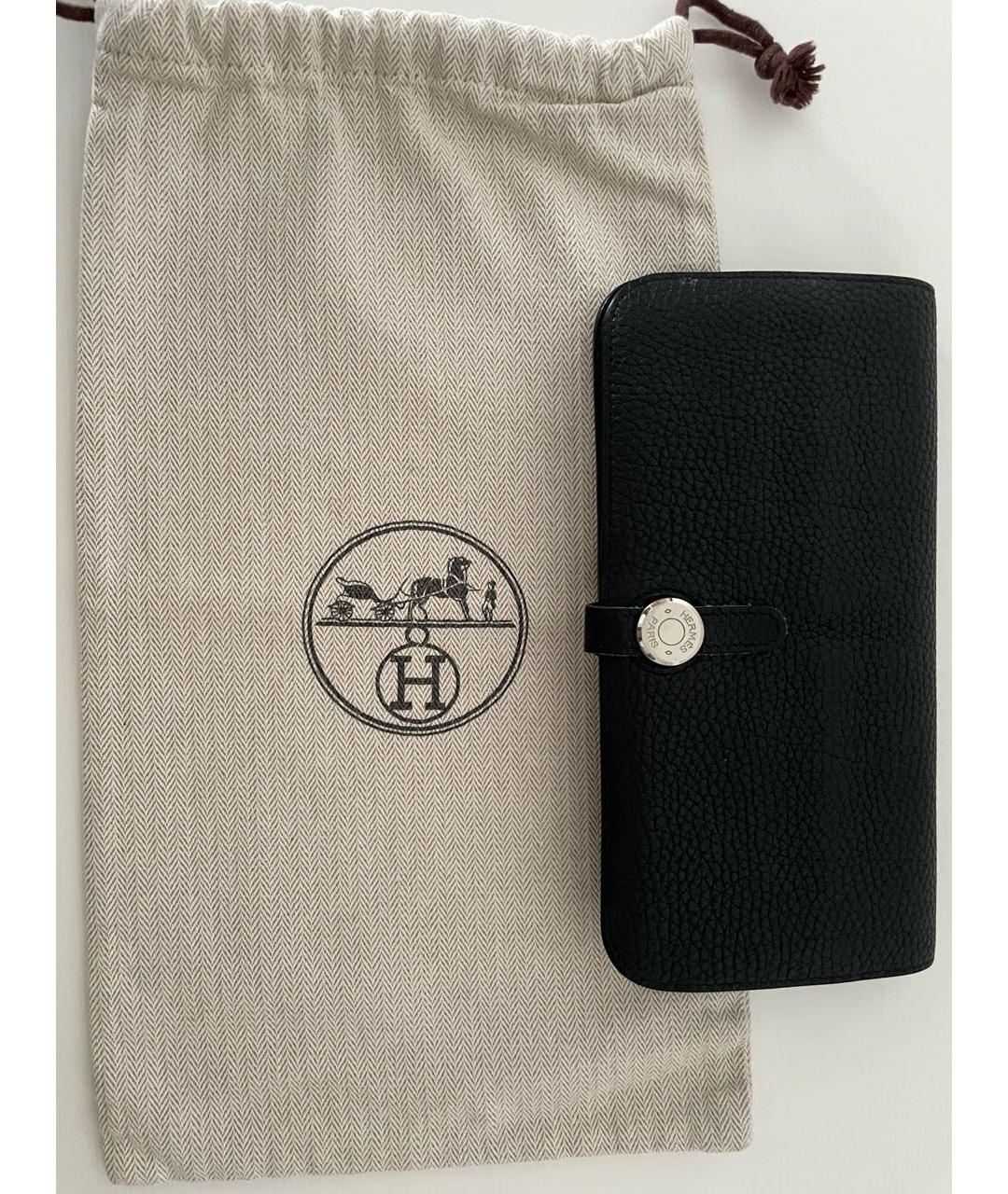 HERMES Черный кожаный кошелек, фото 4