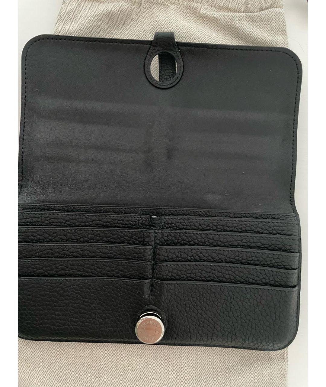 HERMES Черный кожаный кошелек, фото 3